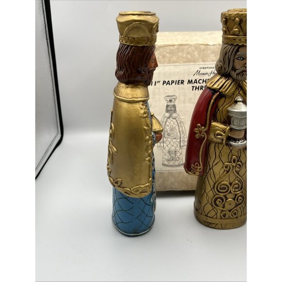 Vintage Creations by Manor House 11" Papier Mache Candle Holders Three Kings 3 - Picture 5 of 16